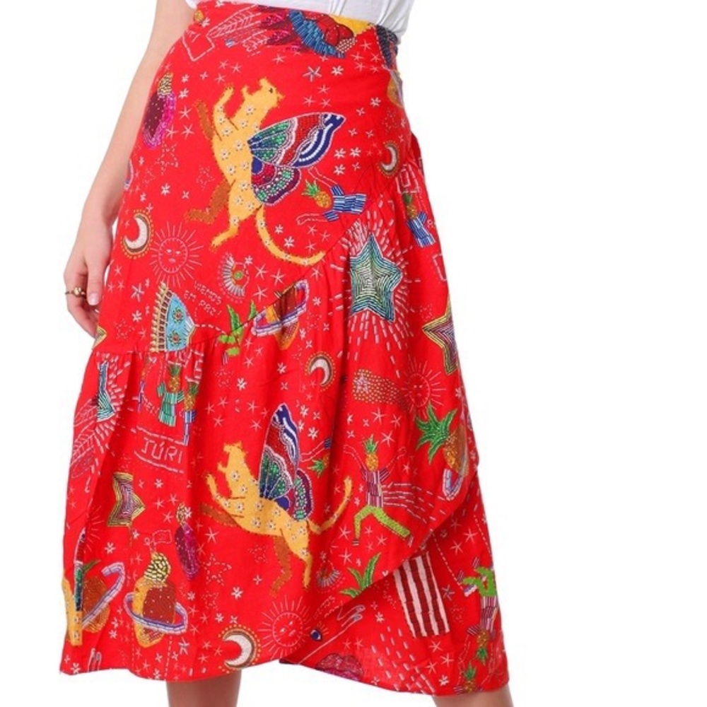 Farm RIO Red Wrap Skirt
